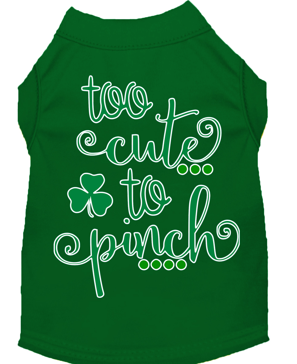 Too Cute to Pinch Screen Print Dog Shirt Green XS